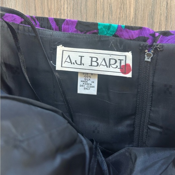 Vintage 80’s A.J. Bari Strapless Ruffled Aloha Hibiscus Silk Cocktail Dress Sz 8 - Picture 8 of 13